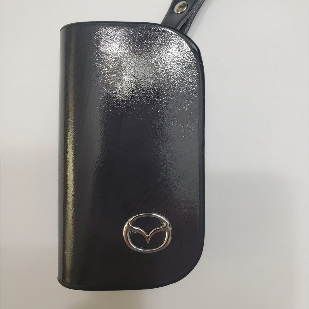 Mazda Key Fob Keychain Holder Black Leather